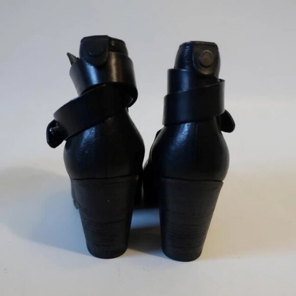 Womens Rag & Bone Harrow Black Leather Cuban Heel Pull-On Ankle Bootie 37 US/7 * - Picture 7 of 12